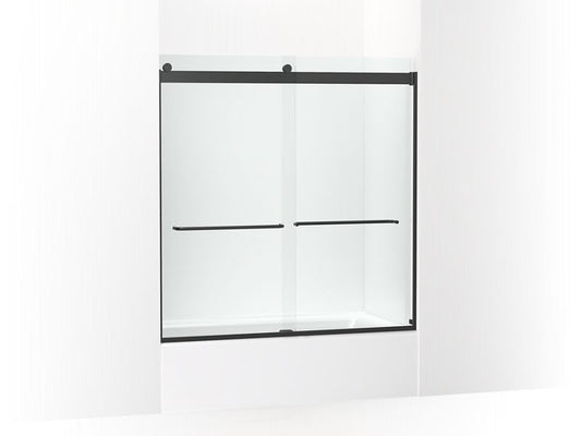 KOHLER K-706004-L-BL Matte Black Levity Sliding bath door, 62" H x 56-5/8 - 59-5/8" W, with 1/4" thick Crystal Clear glass