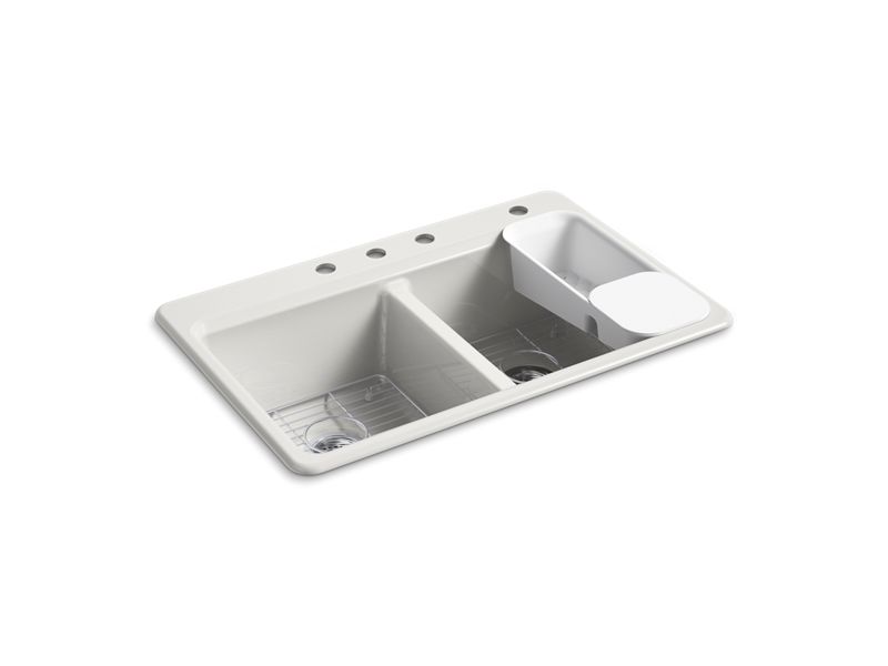 KOHLER K-8679-4A2-FF Riverby 33" Top-Mount Double-Bowl Workstation Kitchen Sink In Sea Salt