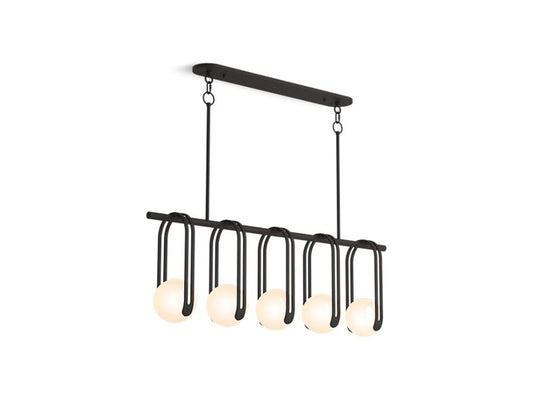 KOHLER K-32380-CH05-BLL Matte Black Kraga 45" five-light linear chandelier