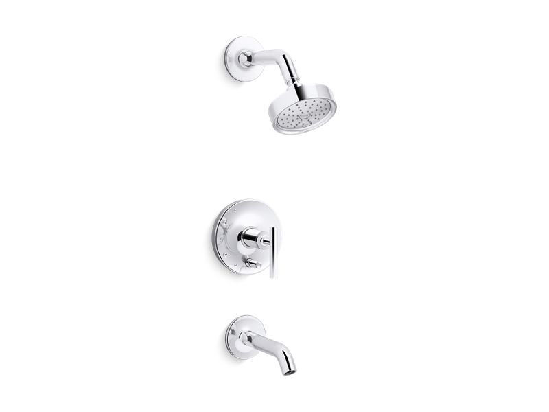 KOHLER K-T14420-4G-CP Polished Chrome Purist Rite-Temp bath and shower trim with lever handle and 1.75 gpm showerhead