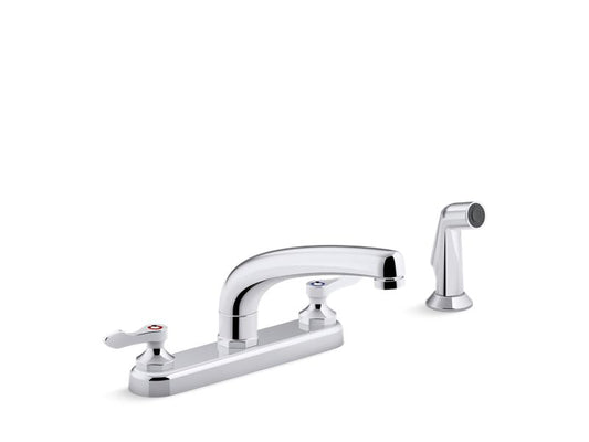 KOHLER K-810T21-4AFA-CP Polished Chrome Triton Bowe 1.8 gpm kitchen sink faucet with 8-3/16" swing spout, matching finish sidespray, aerated flow and lever handles