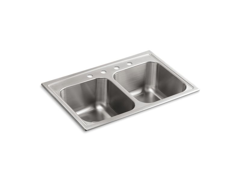 KOHLER K-3847-4-NA Toccata 33" x 22" x 9-1/4" top-mount double-equal kitchen sink