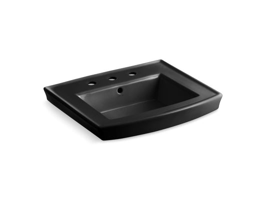 KOHLER K-2358-8-7 Black Black Archer Pedestal bathroom sink with 8" widespread faucet holes