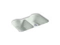 KOHLER K-5818-5U-FF Hartland 33" x 22" x 9-5/8" Undermount double-equal kitchen sink with 5 faucet holes