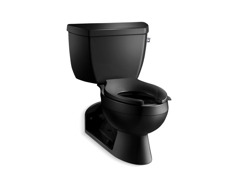 KOHLER K-3554-RA-7 Black Black Barrington Two-piece elongated 1.6 gpf toilet with Pressure Lite flushing technology and right-hand trip lever