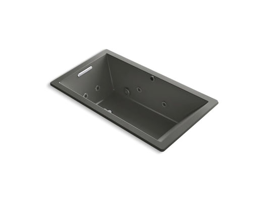 KOHLER K-1173-XHGH-58 Thunder Grey Underscore 66" x 36" Heated BubbleMassage air bath with whirlpool, end drain