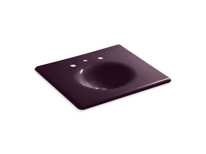 KOHLER K-3048-8-PLM Black Plum Iron/Impressions 25" Enameled cast iron vanity top with integrated round sink