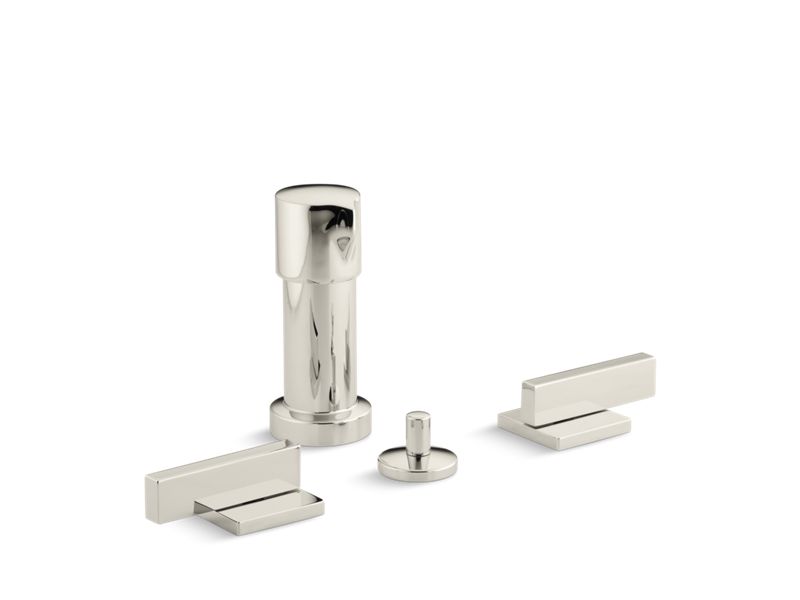 KOHLER Loure K-14663-4-SN Vibrant Polished Nickel Vertical bidet faucet with lever handles