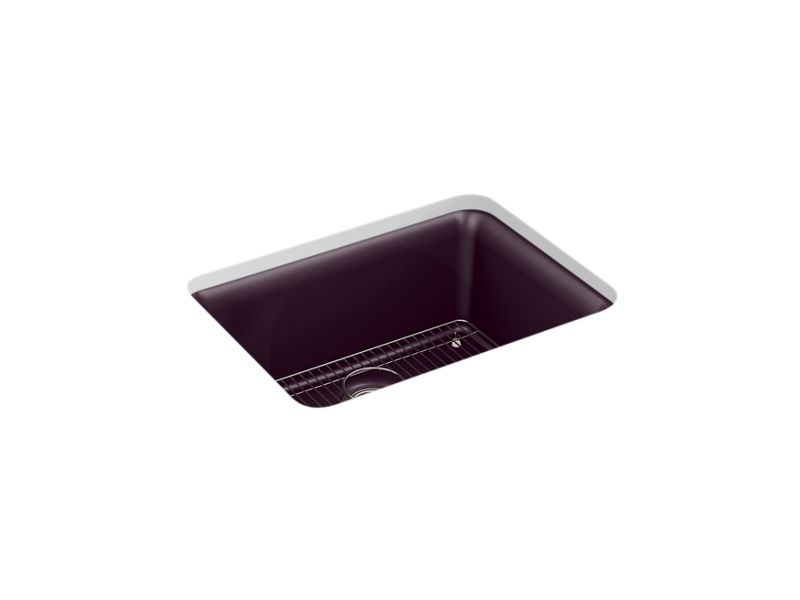 KOHLER K-28001-CM8 Cairn 24-1/2" x 18-5/16" x 9-1/2" Neoroc undermount single-bowl kitchen sink with rack