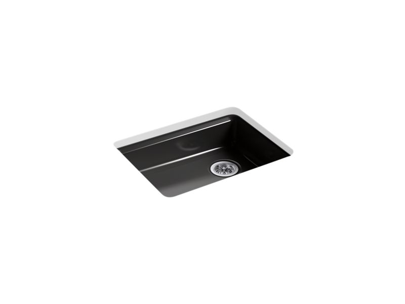 KOHLER K-5479-5U-7 Black Black Riverby 25" undermount single-bowl kitchen sink