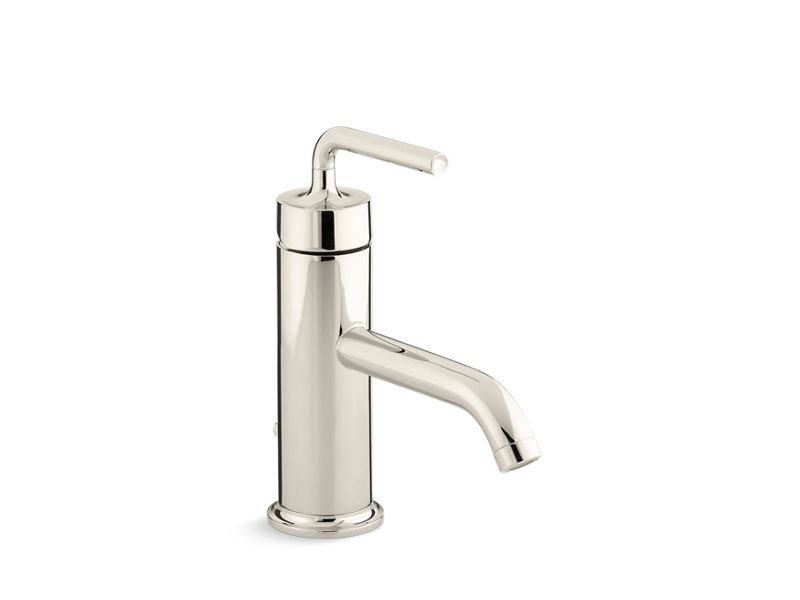 KOHLER K-14402-4A-SN Vibrant Polished Nickel Purist Single-handle bathroom sink faucet with straight lever handle, 1.2 gpm