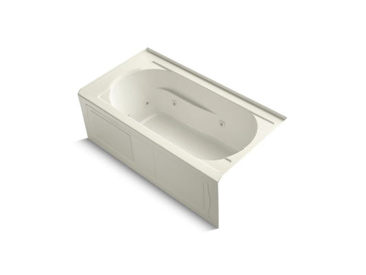 KOHLER K-1357-RAW-96 Devonshire 60" x 32" alcove whirlpool bath with integral apron, integral flange, right-hand drain, and Bask heated surface