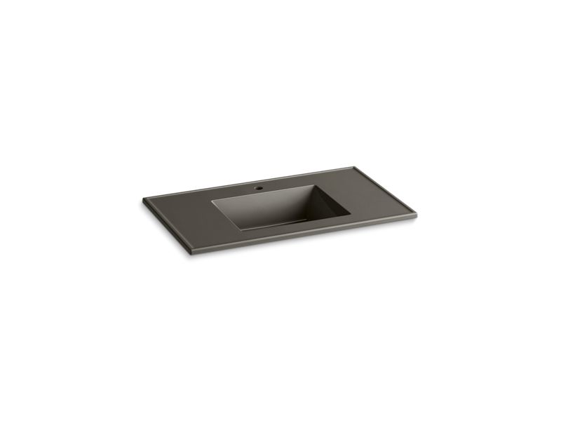 KOHLER K-2781-1-G86 Ceramic/Impressions 37" rectangular vanity-top bathroom sink with single faucet hole