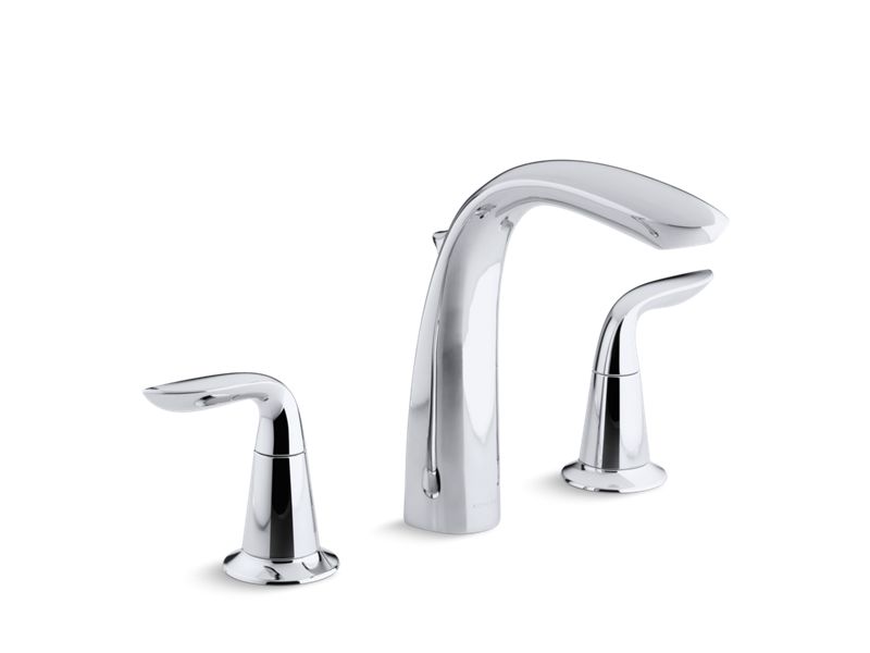 KOHLER K-T5324-4-CP Refinia Bath faucet trim with high-arch diverter spout and lever handles, valve not included