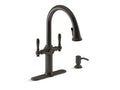 KOHLER K-R24937-SD-2BZ Oil-Rubbed Bronze Neuhaus pull-down kitchen faucet with soap/lotion dispenser