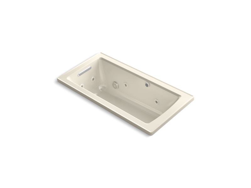KOHLER Archer K-1947-XHGH-47 Almond 60" x 30" drop-in Heated BubbleMassage air bath with whirlpool