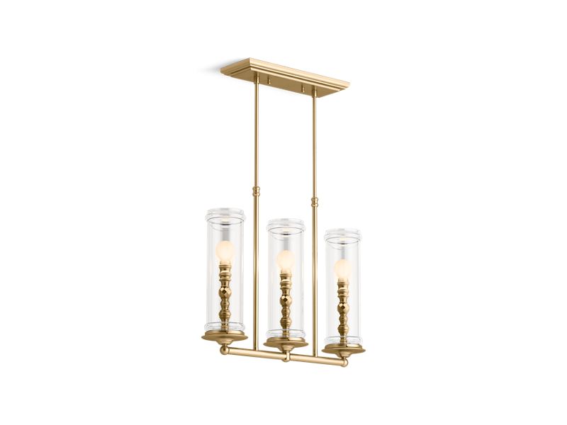 KOHLER K-23344-CH03-BGL Damask Three-light linear chandelier