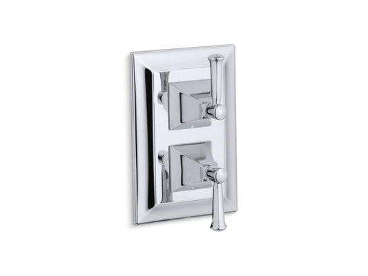 KOHLER K-T10422-4S-CP Memoirs Stately Valve trim with lever handles for stacked valve, requires valve
