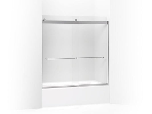 KOHLER K-706006-D3-SH Bright Silver Levity Sliding bath door, 59-3/4" H x 56-5/8 - 59-5/8" W, with 1/4" thick Frosted glass