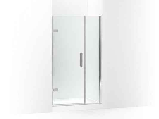 KOHLER K-27600-10L-SHP Bright Polished Silver Composed Frameless pivot shower door, 71-9/16" H x 39-5/8 - 40-3/8" W, with 3/8" thick Crystal Clear glass