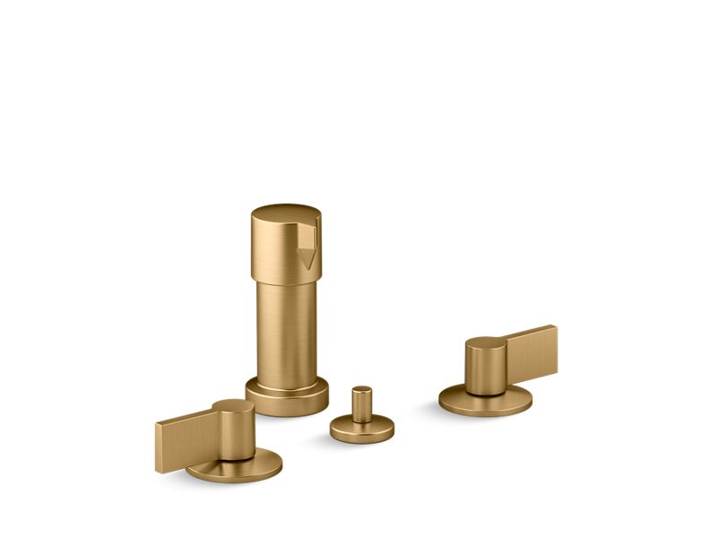 KOHLER K-77983-4-2MB Vibrant Brushed Moderne Brass Components Widespread bidet faucet with Lever handles
