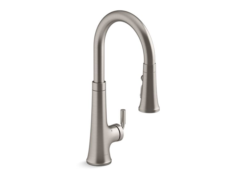 KOHLER K-23766-VS Vibrant Stainless Tone Touchless pull-down kitchen sink faucet with three-function sprayhead