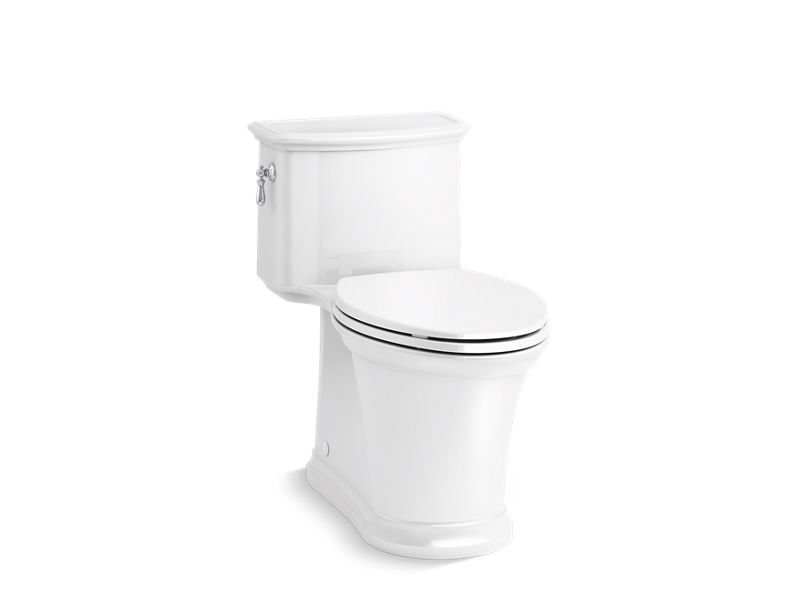 KOHLER K-22695-0 White Harken One-piece compact elongated toilet with skirted trapway, 1.28 gpf