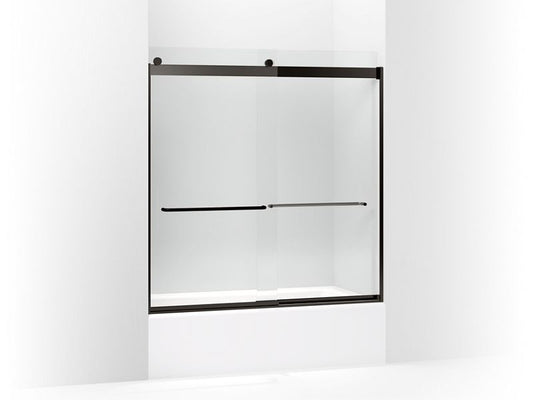 KOHLER K-706004-L-ABZ Anodized Dark Bronze Levity Sliding bath door, 62" H x 56-5/8 - 59-5/8" W, with 1/4" thick Crystal Clear glass