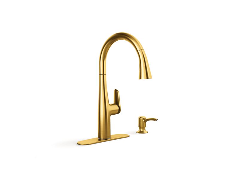 KOHLER K-R30573-SD-2MB Vibrant Brushed Moderne Brass Easmor Pull-down kitchen sink faucet