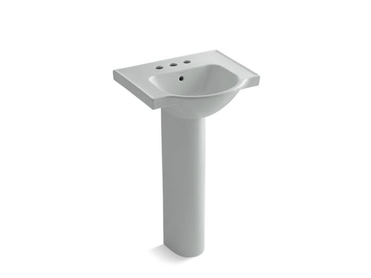 KOHLER K-5265-4-95 Ice Grey Veer 21" pedestal bathroom sink with 4" centerset faucet holes