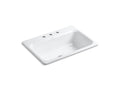 KOHLER K-5832-3-0 Bakersfield 31" x 22" x 8-5/8" top-mount single-bowl kitchen sink with 3 faucet holes