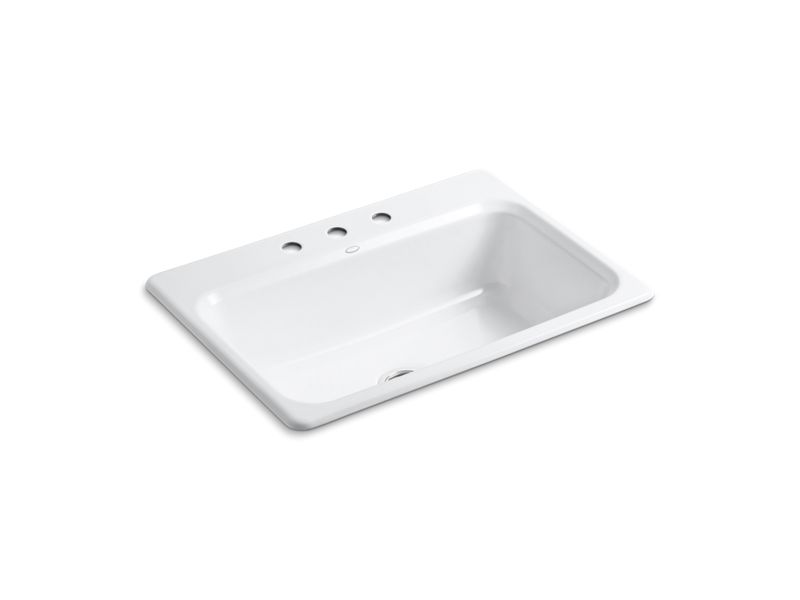 KOHLER K-5832-3-0 Bakersfield 31" x 22" x 8-5/8" top-mount single-bowl kitchen sink with 3 faucet holes