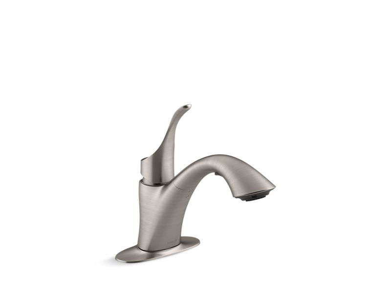 KOHLER K-22035-VS Vibrant Stainless Simplice Pull-out laundry sink faucet with two-function sprayhead