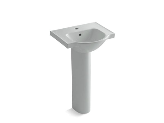 KOHLER K-5265-1-95 Ice Grey Veer 21" pedestal bathroom sink with single faucet hole