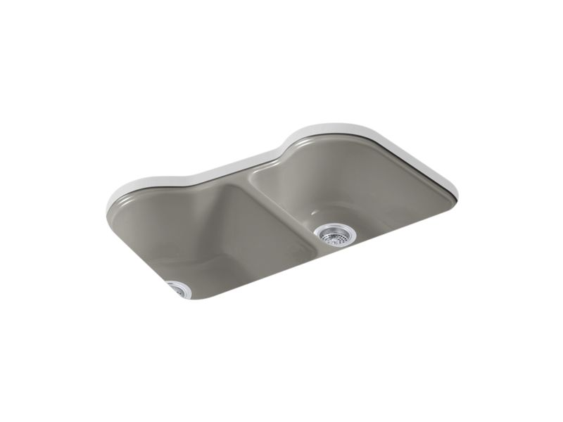 KOHLER K-5818-5U-K4 Hartland 33" x 22" x 9-5/8" Undermount double-equal kitchen sink with 5 faucet holes