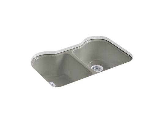 KOHLER K-5818-5U-K4 Hartland 33" x 22" x 9-5/8" Undermount double-equal kitchen sink with 5 faucet holes