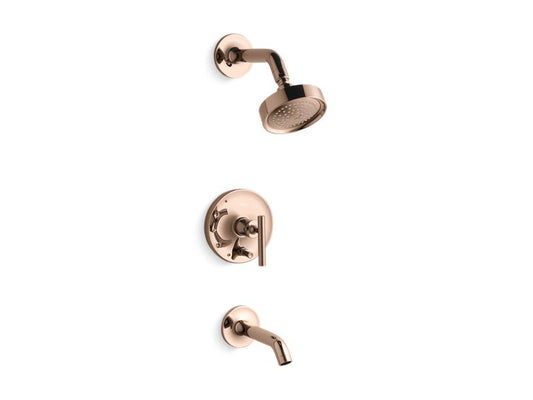 KOHLER K-T14420-4-RGD Vibrant Rose Gold Purist Rite-Temp bath and shower trim with lever handle and 2.5 gpm showerhead
