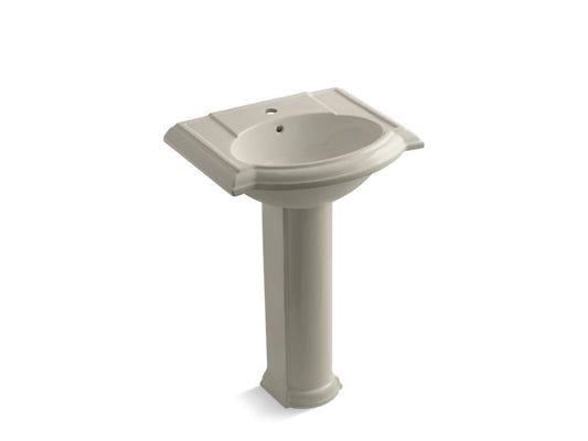 KOHLER K-2286-1-G9 Sandbar Devonshire 24" pedestal bathroom sink with single faucet hole