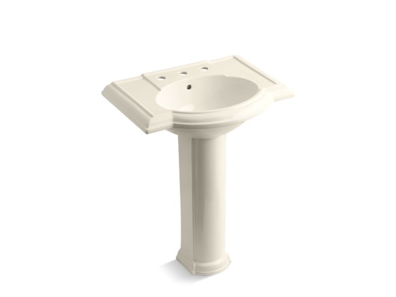 KOHLER K-2294-8-47 Devonshire 27" pedestal bathroom sink with 8" widespread faucet holes
