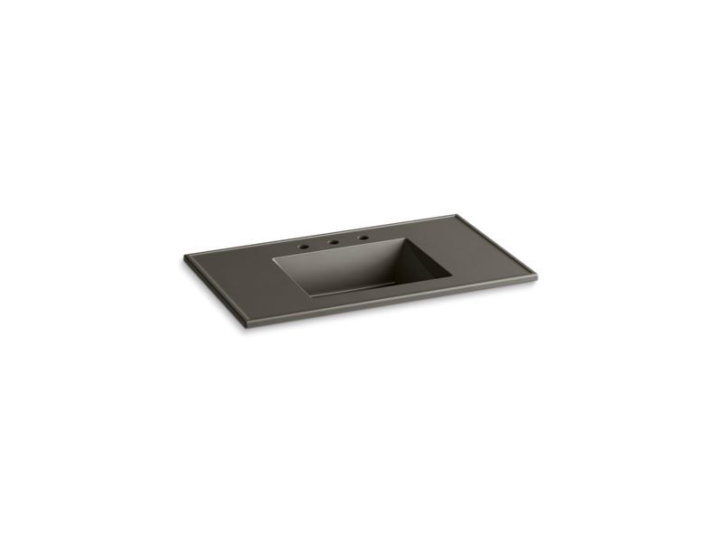 KOHLER K-2781-8-G86 Ceramic/Impressions 37" rectangular vanity-top bathroom sink with 8" widespread faucet holes
