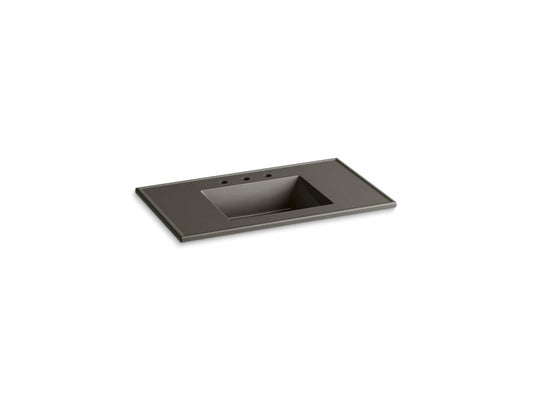 KOHLER K-2781-8-G86 Ceramic/Impressions 37" rectangular vanity-top bathroom sink with 8" widespread faucet holes