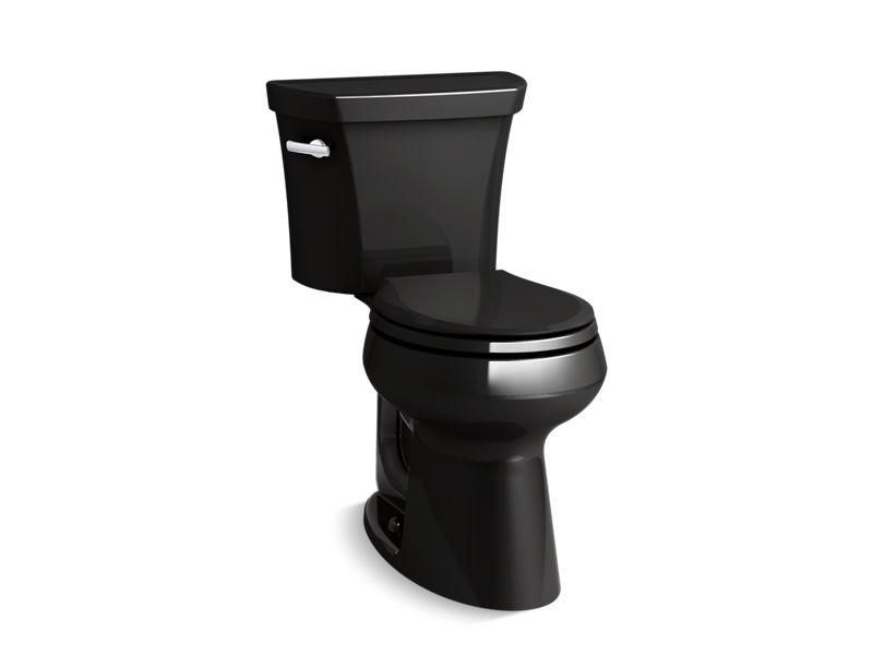 KOHLER K-5481-U-7 Black Black Highline Two-piece round-front 1.28 gpf chair height toilet with insulated tank