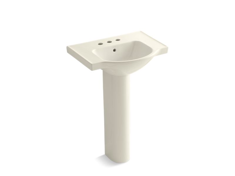 KOHLER K-5266-4-96 Veer 24" pedestal bathroom sink with 4" centerset faucet holes