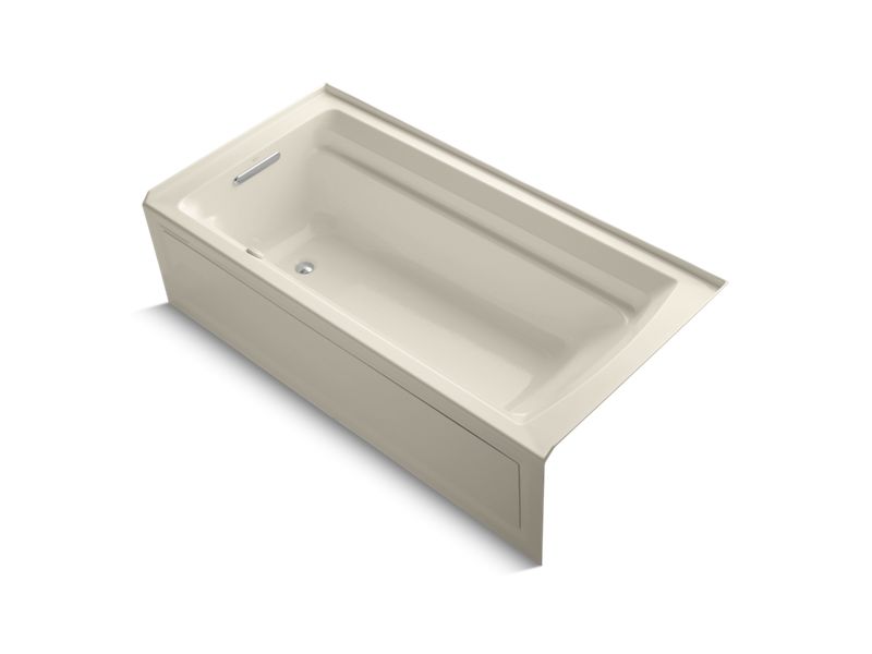 KOHLER K-1124-GHLA-47 Almond Archer 72" x 36" integral apron Heated BubbleMassage air bath with left-hand drain