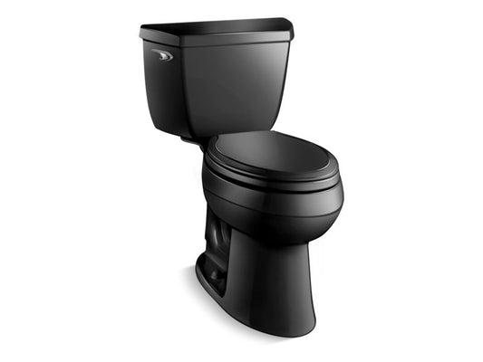 KOHLER K-5299-T-7 Black Black Highline Classic Two-piece elongated chair height 1.0 gpf toilet with tank cover locks