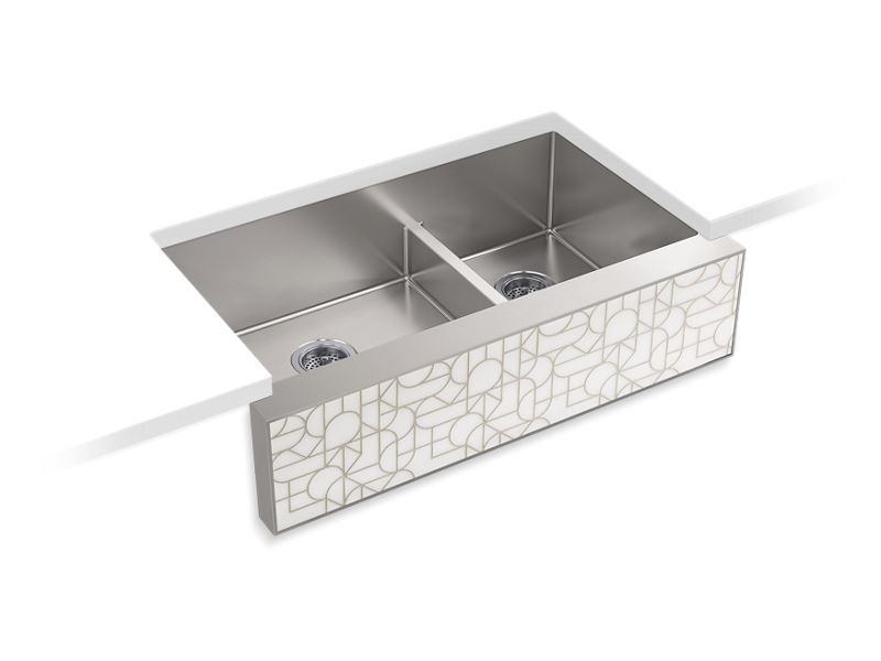 KOHLER K-22570-NA Tailor 35-1/2" x 21" undermount double-bowl large/medium farmhouse kitchen sink
