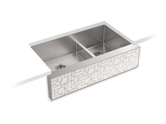 KOHLER K-22570-NA Tailor 35-1/2" x 21" undermount double-bowl large/medium farmhouse kitchen sink