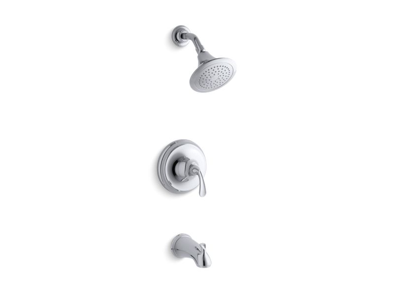 KOHLER K-TS10275-4-CP Polished Chrome Forte Sculpted Rite-Temp bath and shower trim with slip-fit spout and 2.5 gpm showerhead