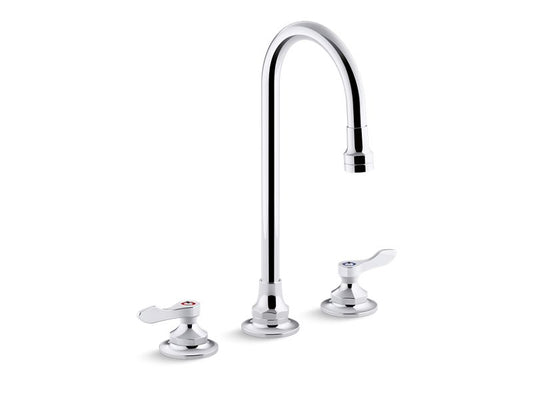 KOHLER K-800T70-4AKL-CP Polished Chrome Triton Bowe 1.0 gpm widespread bathroom sink faucet with laminar flow, gooseneck spout and lever handles, drain not included
