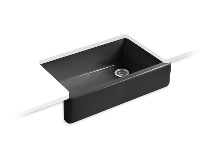 KOHLER K-6489-7 Black Black Whitehaven 35-3/4" undermount single-bowl farmhouse kitchen sink